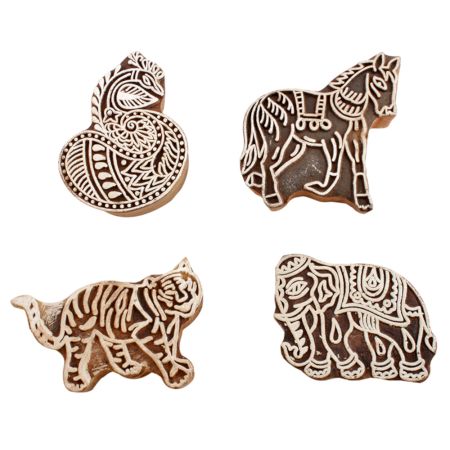 Set of 4 Piece New Mix Wooden Printing Block